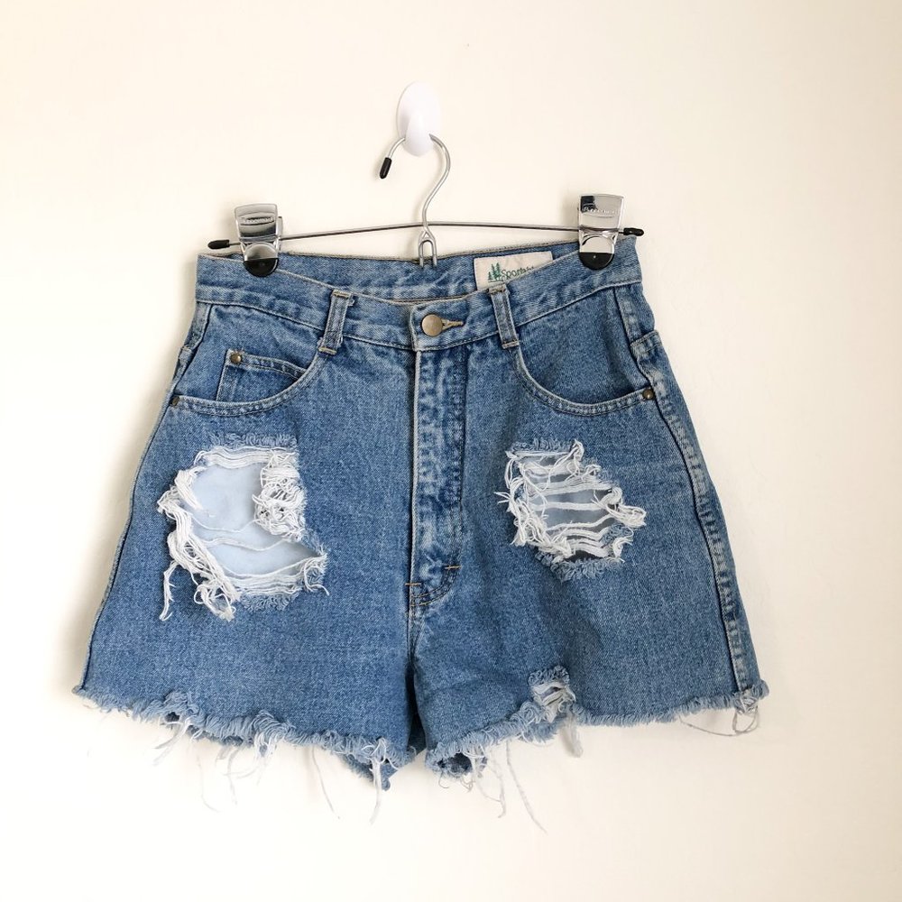 Vintage Sportables Painted Distressed Denim Shorts